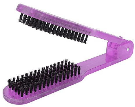 Clamp Hair Brush, Double-Sided Comb Design Anti Static Heat Resistant Hair Straightener Brush Spring for Drying, Styling and Shaping Hair (Purple)