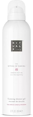 RITUALS The Ritual of Sakura Duschschaum – Duschgel mit Kirschblüten und Reismilch – zarter, blumiger Duft – 200 ml