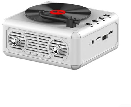 Zoegneer Portable CD Player With Wireless Connectivity Options Retro Speaker Wireless Subwoofer Portable Audio Radio Plug-in Card Speaker For Travel(White)