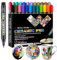 DQMEN 24x Spülmaschinenfeste Porzellanstifte,24 Farben Wasserbasierte Glas, & Porzellanstifte,Spülmaschinenfeste Glasmalstifte,Keramikstifte zur Dekoration & Bemalung (12x Einfärbig+12x metallfarbig)