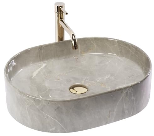 REA NADIA 50 KASHMIR VASQUE À POSER OVAL GRIS VASQUE À POSER EN CÉRAMIQUE