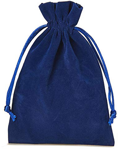 | 6 Samtsäckchen, Größe 15x10 cm, Samtbeutel-Geschenkverpackung, Schmuckbeutel, Hochzeit, Adventskalender, Nikolaus, Weihnachtsverpackung (blau)