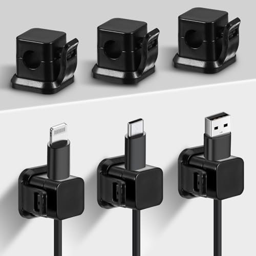 GEEHUA 6 Pcs Cable Clips Management, Adhesive Charger Cord Organizer Holder Phone Charging Wire USB Keeper Management for Home Office Desk Car Wall Nightstand
