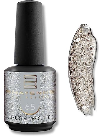 SHAYENNE UV LED Gel Nagellack 15ml – 65 Luxury Silver Glitter Silber Glitzer – Langanhaltend & Hochglänzend – Für UV/LED Lampe – Maniküre & Pediküre – Made in Germany
