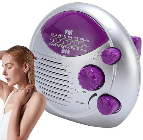 Radio pour La Salle De Bain,Haut-Parleur pour Salle De Bain - Compacte Suspendable Haut-Parleur Intégré Bouton de Volume pour Salle de Bain Cuisine Maison Extérieur