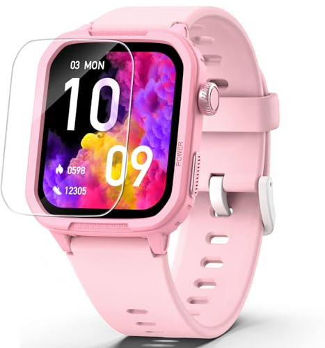 ModaWin Smartwatch Kinder Fitness Tracker Uhr Digitale Fitnessuhr mit Schrittzähler, 24/7 Puls, IP68 Wasserdicht, Schlaf-Monitor, Wecker, Geschenk für Kinder Mädchen Jungen 6-16 (Rosa)