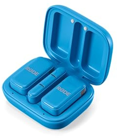 RØDE Wireless Micro - Compact Wireless Microphone, Two Mics with Charge Case for Smartphone Content Creation - USB-C, Blue
