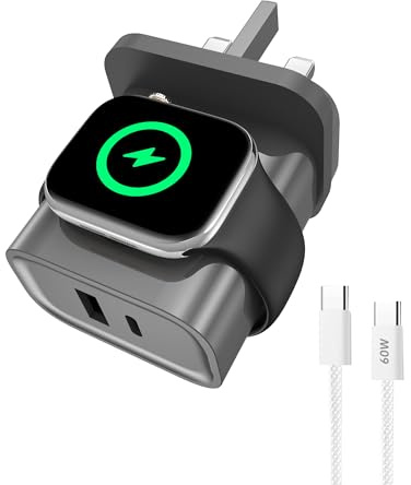 3-in-1 Charger for Apple Watch,PD 25W Dual Port Wall Charger Block | for iPhone,USB C Fast Charging,Travel Essential Charge for iWatch Ultra/SE/10/9/8/7,iPhone Series,Android (black)