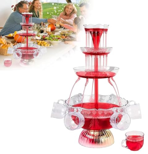 Fontaine lumineuse avec base LED et gobelets réutilisables pour soda, jus, mimosa