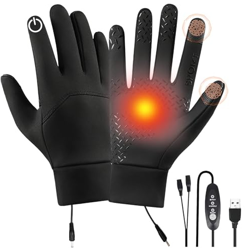 Kouamor USB Beheizbare Handschuhe, Handschuhe Mit Akku, Handschuhes Mit Heizung, Handschuhes Beheizt, 3 Temperaturstufen, FüR Skifahren, Wandern, Radfahren, Snowboarden