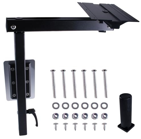 TIOMIOSEA Abnehmbare RV-Tischbein Höhenverstellbar & 360° Drehbar Tischbeinklammern Aluminium Tischgestell für Camping, Yacht, Wohnmobil,Sofa,Wand(Schwarz)