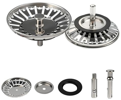 RowGlow Bouchon Évier Cuisine Ø 78 mm avec Goupille Réglable, 304 indox, Filtre Panier Ever 78mm Crépine Pop-Up Vidange Rapide, Compatible Lave-Vaisselle (78mm 1pcs)