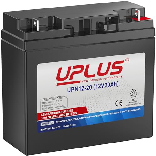 UPLUS UPN12-20 12V 20Ah AGM Batterie, wartungsfrei VRLA Akku | Für USV, Golfwagen, Elektrorollstuhl, E-Scooter, Rasentraktor. 181.5L×76.5B×167.5H(mm), vor Kauf Maße prüfen
