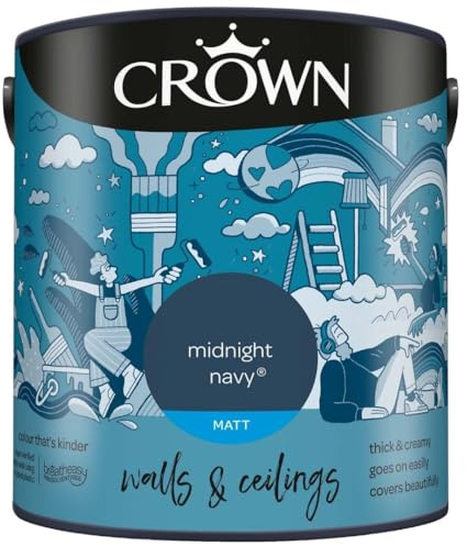 DRW Midnight Navy Matt Emulsion Paint 2.5L | Interior Wall and Ceiling Paint | Smooth Flat Matt Finish | Durable Everyday Room Paint for Living Room Bedroom Hallway and Dining Room