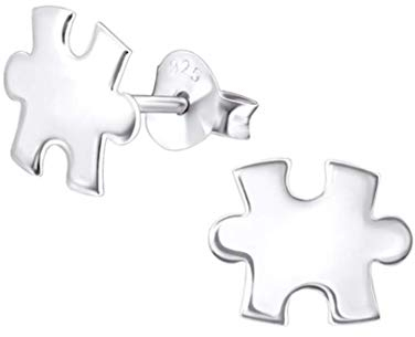 Jigsaw Puzzle Piece Earrings - 925 Sterling Silver