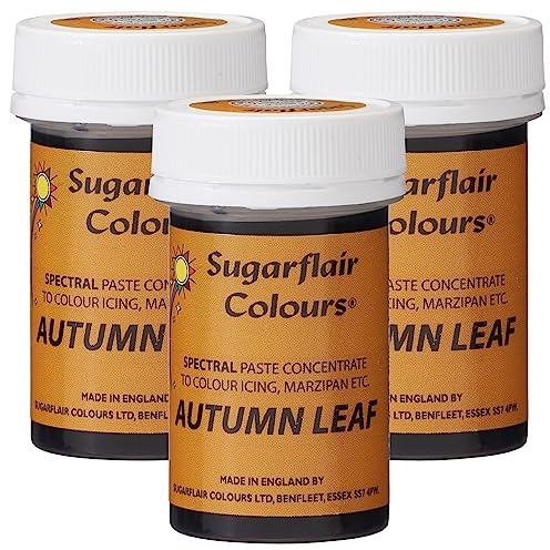 Sugarflair Spectral Autumn Leaf Gold Food Colouring Paste, Highly Concentrated for Use with Sugar Pastes, Buttercream, Royal Icing or Cake Mix, Vibrant Colour Dye - 25g (Pack of 3)