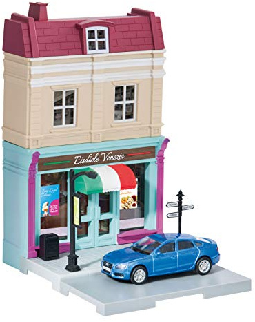 Herpa 800051 Fahrzeug City: Eisdiele mit Audi A5 zum Basteln, Spielen und als Geschenk, Mehrfarbig