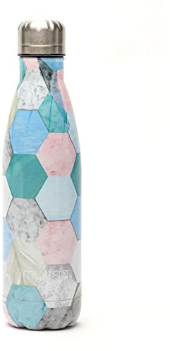 Myga 500ml Metal Reusable Insulated Vacuum Stainless Steel Water Bottle - Double-Walled Leak Proof BPA-Free Drinks Bottle Flask for Outdoor Sports - Keeps Hot and Cold Drinks - Terraza