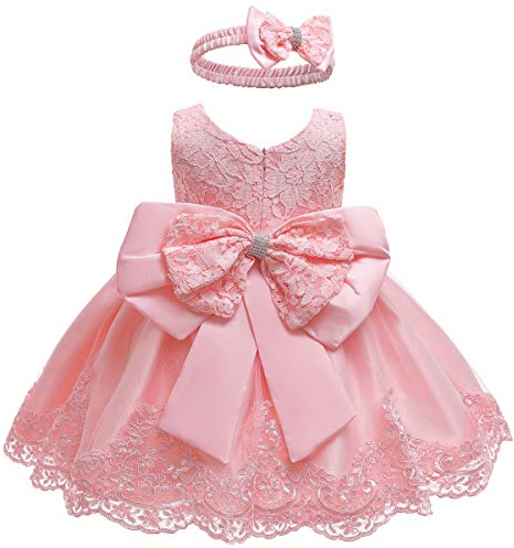 Baby Girls Lace Dress Bowknot Flower Dresses Wedding Pageant Battesimo Battesimo Tutu Gown