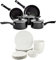 Amazon Basics 5-Piece Non Stick Induction Cookware Set - Including Frying Pan, Saucepan and Casserole with Lids and 18-Piece Dinnerware Set, Service for 6