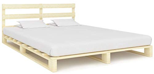 vidaXL Kiefernholz Massiv Palettenbett Palettenmöbel Massivholzbett Bett Holzbett Futonbett Bettgestell Bettrahmen Doppelbett 140x200cm
