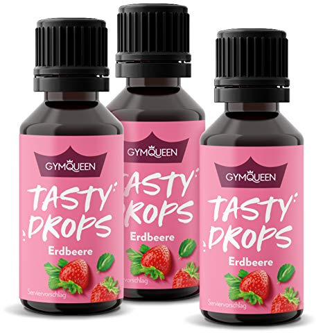 GymQueen Tasty Drops, Erdbeere, 3x30ml, Flavour Drops ohne Kalorien