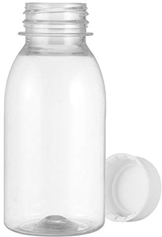 - 10 botellas de plástico para jugo, bebidas de leche, jugo, agua, botellas de almuerzo, con tapas blancas, recipientes transparentes para bebidas de leche, 250 ml