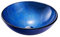 Lavabo de Cristal, Lavabo de Vidrio Templado Ronda Lavabo sobre Instalación en Encimera Lavabo sobre para Baño, 420mm*420mm*145mm*12mm,Sea Blue