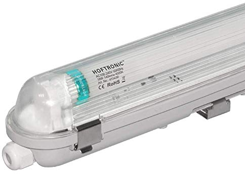 HOFTRONIC - LED-Feuchtraumleuchte 120 cm 4000K Neutralweiß 18W 2520lm 140lm/W Flimmerfrei Verlinkbar T8 Werkstattlampe IP65 Wasserfest Wannenleuchte Leuchte für Garage Keller Bad Büro Warenhaus