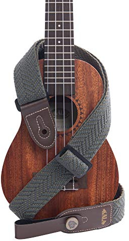 Kala Ukulelengurt aus Polyester, Fischgrätenmuster, Olivgrün (Stp-Holv)