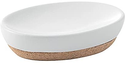 Gedy G-Canberra Savon, Dimensions et Poids : 3 x 13 x 9,5 cm et 0,184 kg, Porte Savon Solide fabriqué en céramique et liège, Finition Blanche, Design R&S, 2 Ans de Garantie, Unique