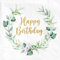 Wishstar 40 Stück Servietten Eukalyptus Geburtstag, Happy Birthday Servietten, Gold-Grün, Papierservietten für Mann Frau Geburtstag Deko