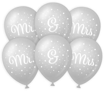 PD-Party 7035903 Wedding Luftballons | Dekorativ Hochzeit Luftballons | Packung Von 6 - Mr. & Mrs., 30cm Länge x 30cm Breite x 30cm Höhe