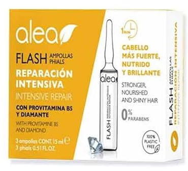 ALEA - Ampollas Hidratantes para el Cabello - Ampollas Flash - 3 x 15 ml - Nutre Intensamente el Cabello - Aporta Fuerza y Resistencia - Reparador de Puntas - Previene la Rotura - Pelo más Brillante