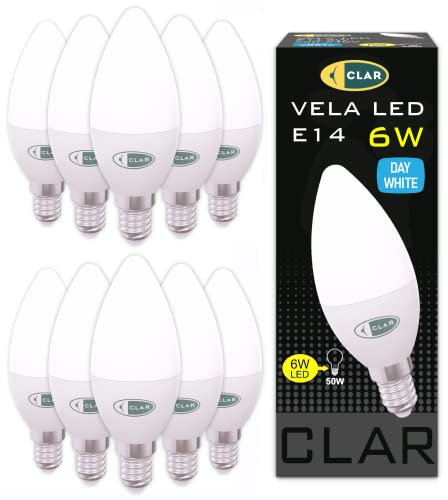 CLAR - E14 LED Kerze, Lampe 4000K, 6W Glühbirne, Kerzenbirne 40 Watt Äquivalent (10er Pack)