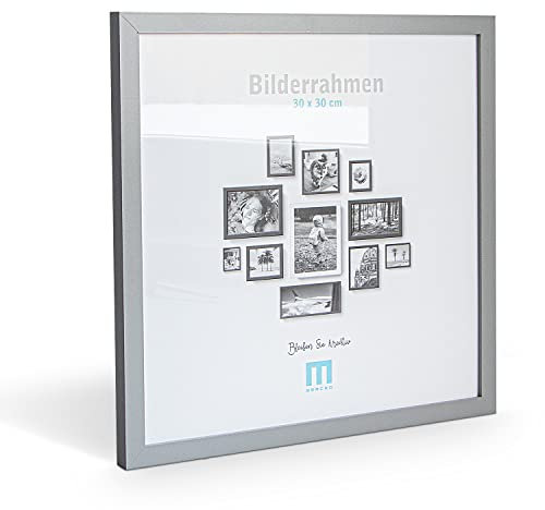 M MERCEO 30 x 30 cm (1 pezzo) in grigio, minimalista e moderna cornice per foto e immagini. Include protezione in vetro acrilico, adatta per pareti, verticali o orizzontali