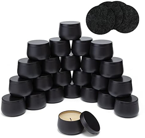 Quikobo Candle Tin 24-Piece Set, 5oz/150ml Jars for Candle Making or DIY