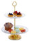 Relaxdays Etagere, Glas & Eisen, HxD: 30 x 23 cm, runder Servierständer, 2 Etagen, Cupcake Ständer, transparent/gold