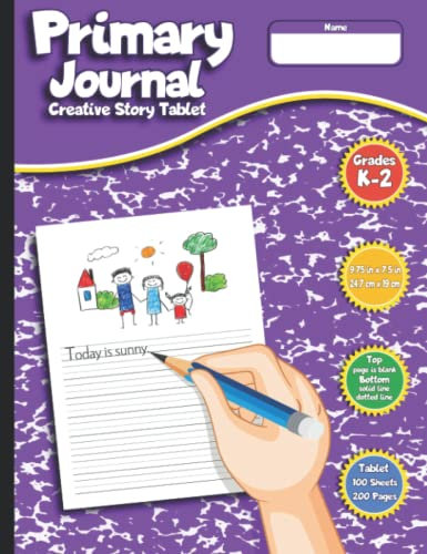 Primary Journal Creative Story Tablet (Cover Purple, Draw & Write Exercise Books): 100 Sheets, 200 Pages, 9.75 x 7.5 Inches, 24.7 cm x 19 cm, Purple ... Writing Journal, For School, Home