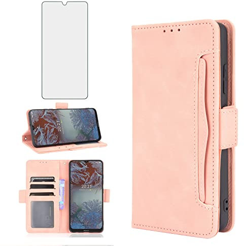 Asuwish Compatible with Nokia G10/G20/6.3 Wallet Case Tempered Glass Screen Protector and Leather Flip Cover Card Holder Stand Phone Cases for NokiaG10 NokiaG20 Android 11 TA-1334 Women Men Rose Gold
