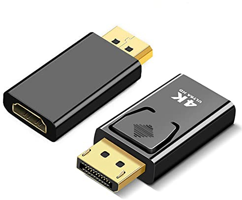 Zuya 2Pcs DisplayPort Adapter 4K to HDMI Compatible Display Converter Port Male DP to Female HD TV Audio Video Adapter Cable for PC TV Projector