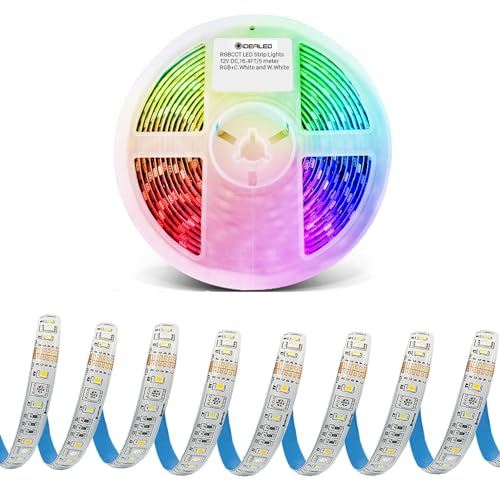 GIDEALED12V RGBWW LED Streifen 5m,Dimmbares RGB Kühlweiß Warmweiß(2700K-6000K) Flexibler Farbwechsel 6 Draht RGB CW WW LightStrip Plus für Ambiente Lighting,nur 16.4ft RGBCCT LED Strips