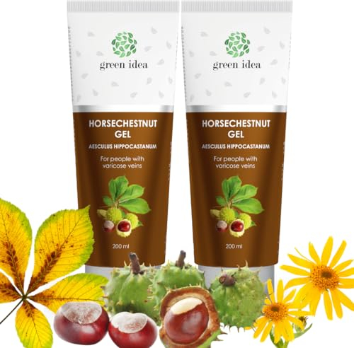 GREEN IDEA - Krampfadern Creme Venen - Rosskastanien Salbe Gel - Beincreme mit Arnika, Rosskastanie, Rutin - gegen Besenreiser und Hämeroiden - Venensalbe - Hergestellt in der EU