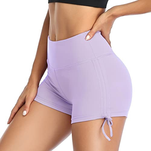 VUTRU Short de bain court taille haute pour femme - Séchage rapide - Short de bain - Pantalon de yoga - Legging de yoga, violet, L