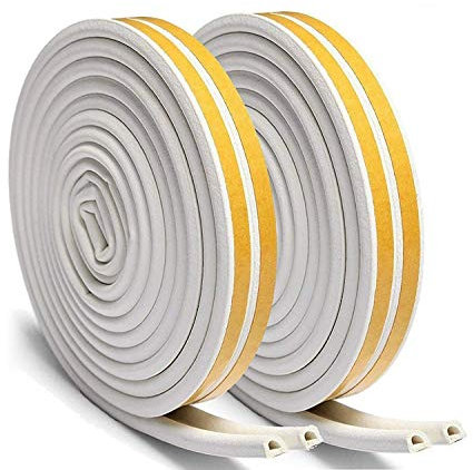 20m / 65.6ft Dichtungsband für Türen, Türdichtung Türen Fenster Selbstklebendes Gummi Schaum Siegel Streifen Schalldämmung Weatherstrip wasserdichtes Siegel, (Weiß-D20M)