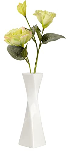 Knospenvase, weiße kleine Keramikvase für Moderne Heimdekoration, Blütenknospenvase für Tafelaufsätze, Twist-Minimalismus-Stil, passend für Tischregal, Kamin, Schlafzimmer, Küche, Wohnzimmer, Büro