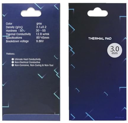 1 one enjoy Thermal Pad 12.8 W/mK, 85x45mm, Non Conductive Heat Resistance High Temperature Resistance, Silicone Thermal Pads for Laptop Heatsink/GPU/CPU/LED Cooler (3mm)