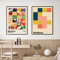 CPGG Wandbilder 2Er Set Abstrakte Geometrie Bauhaus Kunstwerke Bunte Poster Leinwand Malerei Wand Kunstdruck Bilder für Wohnzimmer Inneneinrichtung Wohnkultur-50x70cm Ungerahmt
