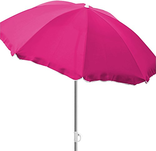 INDA-Exclusiv Parasol de plage, de camping, de jardin pliable en polyester, diamètre : 1,80 m, protection UV, couleurs : rose