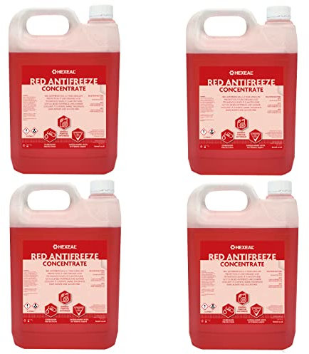 Hexeal Red Antifreeze 20L – 4 x 5L of High Concentrate Long Life Engine Coolant & Antifreeze for Cars & Vans – Summer & Winter – All Year Freeze Protection to -37 Degrees Celsius
